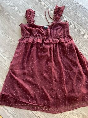 American Eagle Outfitters Rust Polka Dot Ruffle Cami